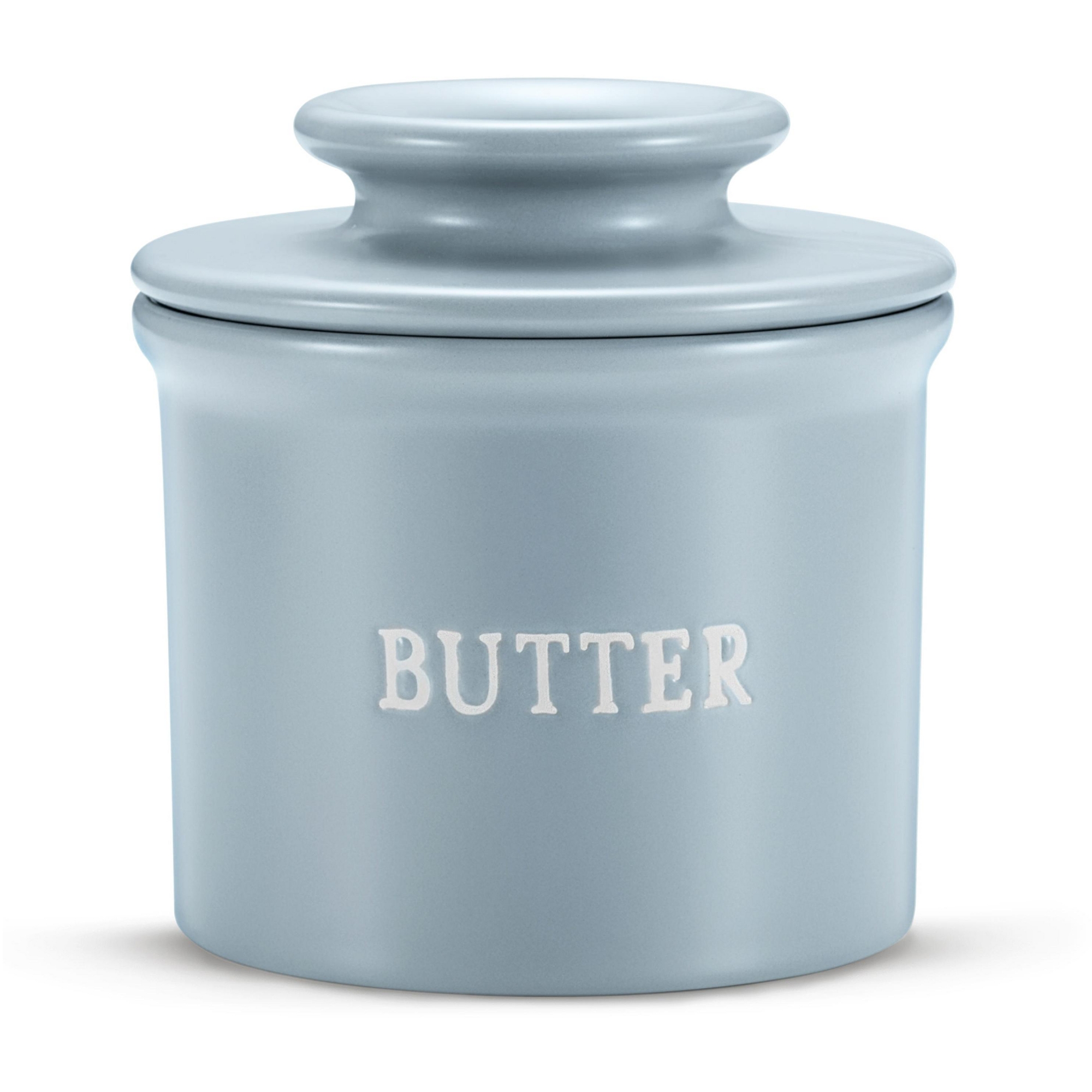 Kook Butter Keeper Dish, Ceramic Crock with Lid, For Soft Butter, Casper Blue
