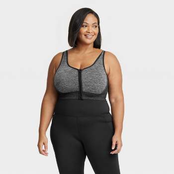 Women's Medium Support Seamless Zip-front Sports Bra - All In Motion™  Heathered Gray M : Target