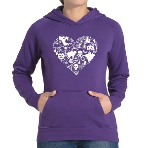 LA Pop Art Halloween Heart - Women's Word Art Hooded Sweatshirt - 1 of 4
