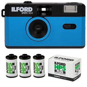 Ilford Sprite 35 II Reloadable 35mm Blue and Black Analog Film Camera Bundle - 1 of 4