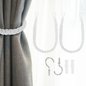 Unique Bargains Cotton Hand-Woven Decorative Metal Hook Curtain Drapes Holdbacks 23.6" - 1 of 4