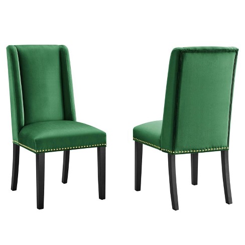 Emerald green chairs online dining room