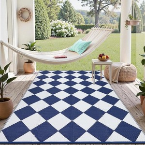 Waterproof Reversible Outdoor Rug - Lightweight, Foldable, Easy Clean for Patio, Camping, Pool & Beach - 1 of 4