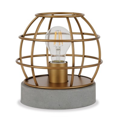Hudson and Canal 9" Tall Concrete Pedestal Table Lamp Brass/Concrete: UL Listed, Industrial Style