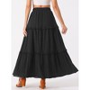 Allegra K Women's High Waist Tiered Belt Ruffle Lattice Texture Casual A Line Maxi Skirt - 4 of 4