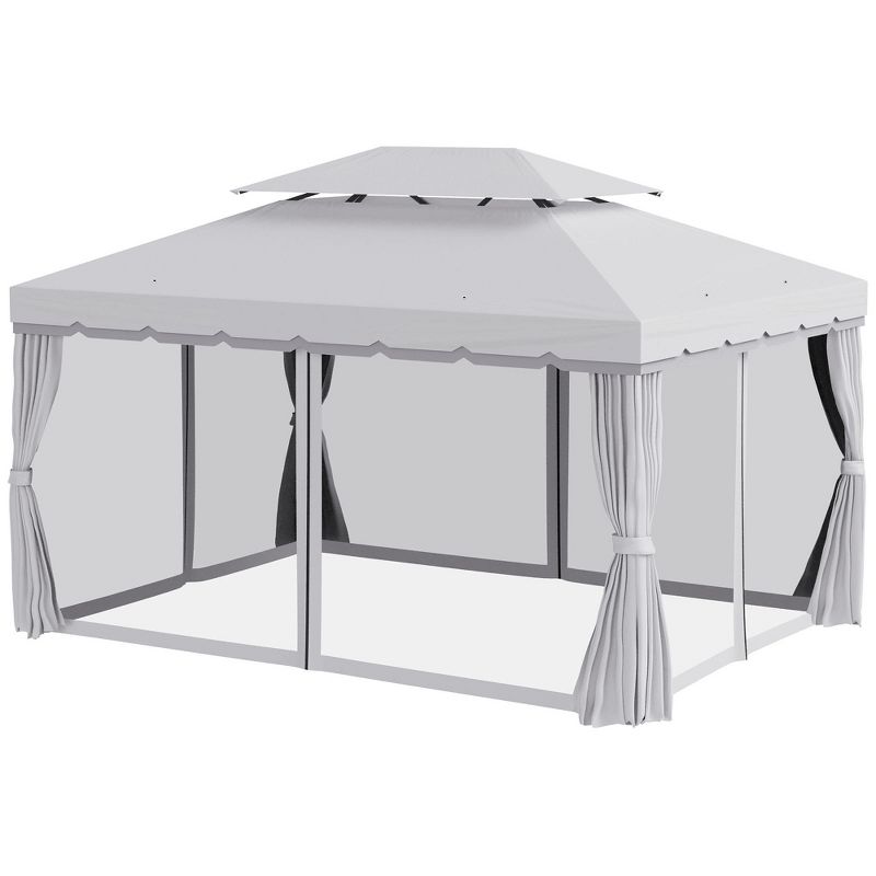 Outsunny 10' x 13' Soft Top Outdoor Patio Gazebo with Polyester Curtains & Air Netting Venting Screens & Aluminum Frame, 5 of 11