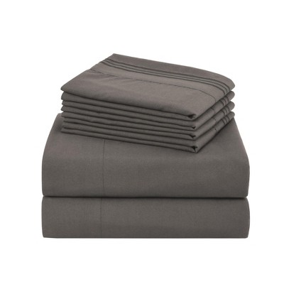 Marcielo 4/6 Pcs Soft Solid & Embroidery Bed Sheets Set