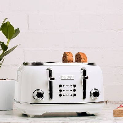 Ivory 4-Slice Wide Slot Stainless Steel Toaster with Crumb Tray