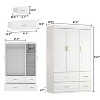 FUFU&GAGA Modern Style Pure White Armoire 3 Doors 4 Drawers Line Pattern Fashion Wardrobe - 2 of 4