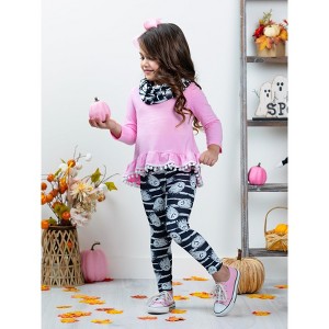 Unspookable Hi-Lo Tunic, Leggings and Scarf Set Mia Belle Girls - 1 of 4