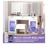 Modern Vanity Desk with Stool Makeup Table Tri-Fold Mirror RGB-Lit Glass Cabinets 3 Drawers Shelves, Dresser Vanity Desk Set for Bedroom - 3 of 4