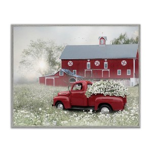 Stupell Industries Red Truck Floral Country Meadow Black Framed Giclee Art - 1 of 4