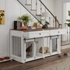 GDFStudio Dorothy Modern 63'' Wood Large Dog Crate with Sliding Door and 2 Drawers, Brown White - 2 of 4