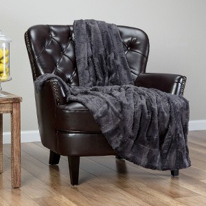 Chanasya Fuzzy Faux Fur Embossed Throw Blanket - 1 of 4