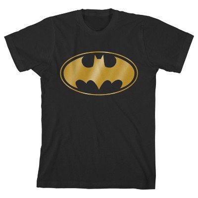 Batman Gold Bat Signal Youth Black Graphic Tee-medium : Target
