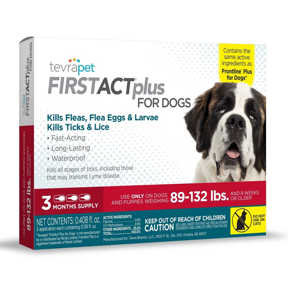 UPC 190623000157 product image for Tevra Pet FirstAct Plus Flea and Tick Treatment for Extra Large Dogs - 89 to 132 | upcitemdb.com