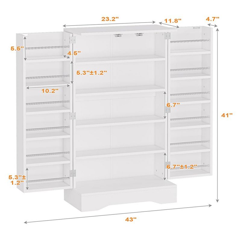 41" White Kitchen Pantry Cabinet with Doors and Adjustable Shelves, Storage for Kitchen, Living Room, Dining Room, 3 of 8