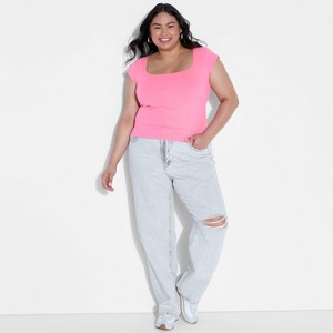 Women's Slim Fit Short Sleeve Square Neck T-Shirt - Wild Fable™ - 1 of 4