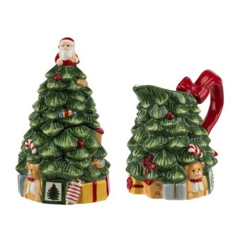 Spode 250th Anniversary Christmas Tree Figural Sugar And Creamer