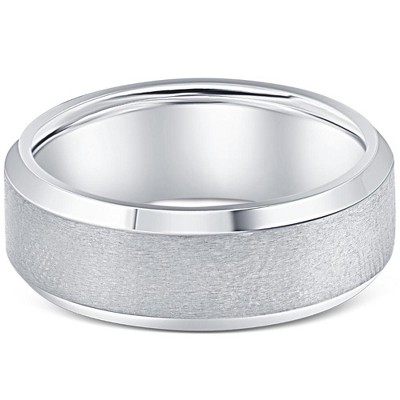 Pompeii3 Titanium Mens Comfort Fit Brushed Beveled Polished Edge Wedding Band 7MM