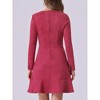 INSPIRE CHIC Women's Regular Fit Faux Suede Crew Neck Long Sleeve Ruffled Hem Mini Dress - 4 of 4