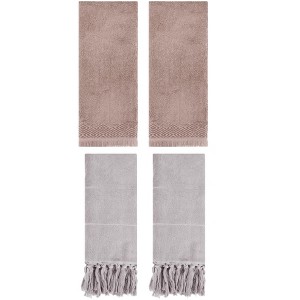 REGALWOVEN 4 Packs Cotton Absorbent Soft Turkish Hand Towels with tassel for Bathroom - 1 of 4