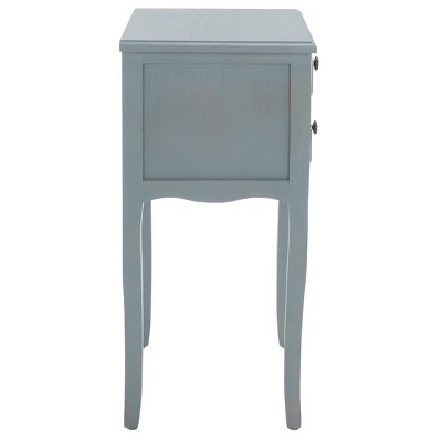 Charming Transitional Blue Wood End Table with Dual Storage Drawers