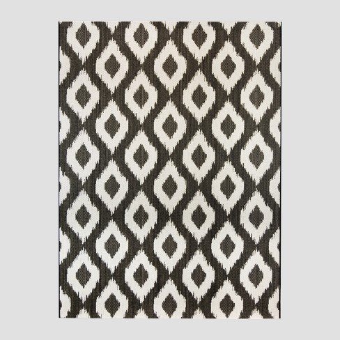 5'3x7'5 Outdoor Rug-Black Double Border