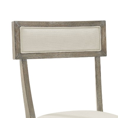 Gray Upholstered Linen Side Chairs with Wood Frame, Set of 4