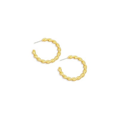 Slickblue Women's Hoop Earrings, Twisted Rope Mini Design, Push Back, Night Out Look, Gold/Silver, 1.5"