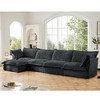 Oversized 156.6" Corduroy Slipcovered L-Shaped Modular Sectional Sofa with French Edges and Removable Covers, 5-Piece Free combination - 3 of 4