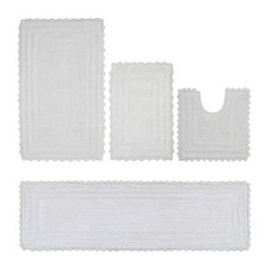 Lilly Crochet Collection 100% Cotton Tufted Reversible 4-Piece Bath Rug Set – Super Absorbent, Machine Washable Bathroom Mats with Crochet Pattern - 1 of 4