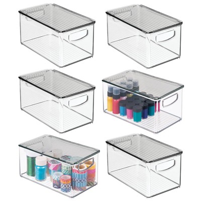 mDesign Plastic Storage Bin Box Container with Lid and Handles, Clear/Smoke  Gray - Yahoo Shopping