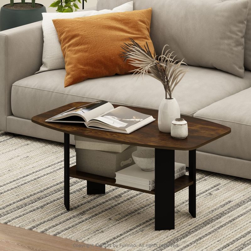 Furinno Simple Design Coffee Table, Amber Pine/Black, 1 of 5