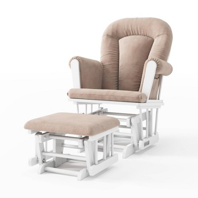 Image of Child Craft Forever Eclectic Tranquil Glider and Ottoman - Matte White/Pink Microfiber