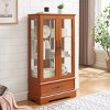 Okak Vintage Display Cabinet, Storage Cabinet with 2 Doors and 1 Drawers, Freestanding Cabinet for Living Room, Bedroom and Office, Dark Oak - 2 of 4