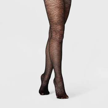 Women's Abstract Rose Sheer Tights - A New Day™ Black