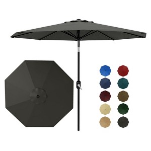 10ft Patio Umbrella, Table Umbrella Outdoor Patio with Crank Lift & Push Button Tilt, 8 Sturdy Ribs for Yard, Deck, Pool - 1 of 4