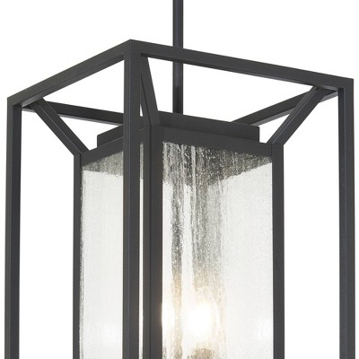 Sand Coal 4-Light Outdoor Hanging Lantern with Clear Seeded Glass