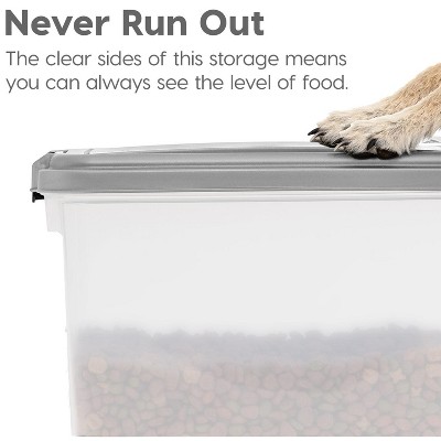 Gray Plastic Airtight Pet Food Storage Container Combo with Scoop and Casters