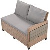 Modern Outdoor Sofa Set, L-Shaped Sofa With Extendable Side Tables, PE Wicker Sofa with Washable Covers and Cushions-Coolbibila - 4 of 4