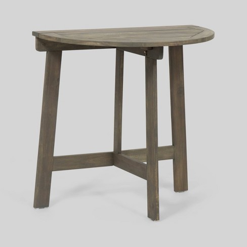 Westmount Half Round Acacia Patio Bistro Table Gray Christopher Knight Home