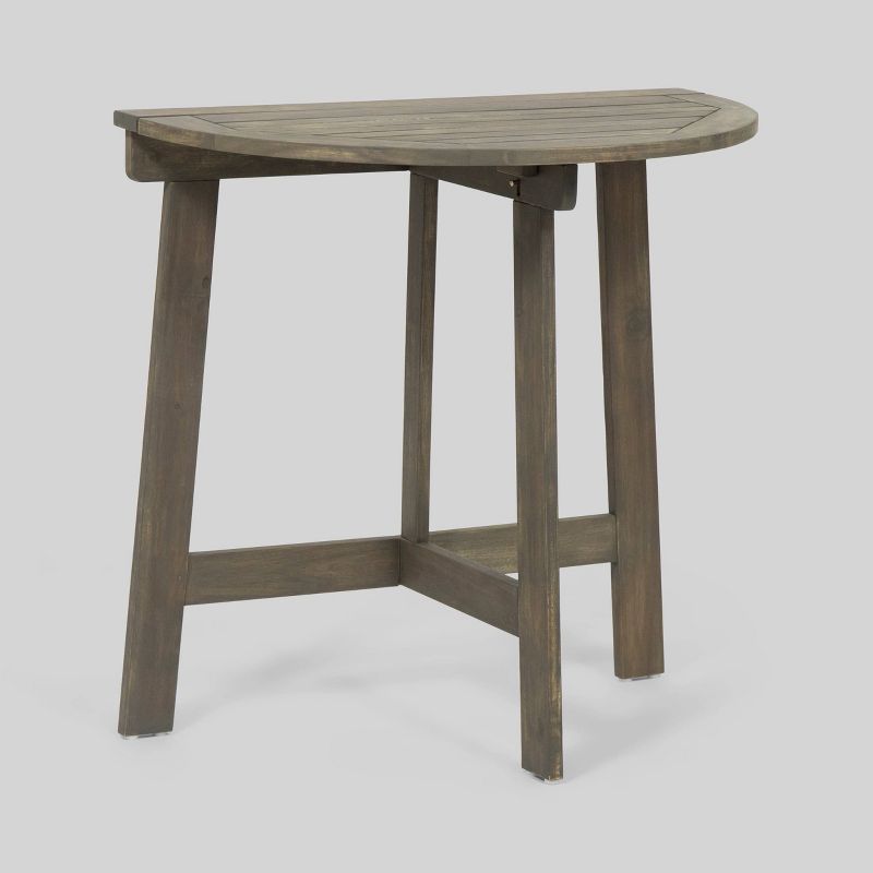 Westmount Half-Round Acacia Patio Bistro Table Gray - Christopher Knight Home, 1 of 8