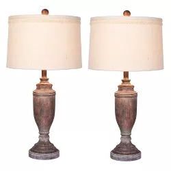 Distressed Formal Resin Table Lamps in Cottage Antique Brown  - Fangio Lighting