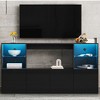 NicBex TV Stand for 75 Inch TV with LED Lights,TV Entertainment Center with Tempered Glass Shelves and Cabinets,TV Console Table for Living Room - 2 of 4