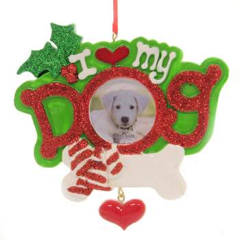 4.25 In Love My Dog Picture Frame Ornament Pet Puppy Heart Tree Ornaments