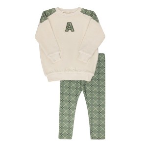Aurora Classics - 2-Piece Toddler Boys Velour Sweatshirt + Cotton Leggings Lounge Set - Plaid Collection - 1 of 1