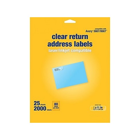 Myofficeinnovations Laser Inkjet Address Labels 1 2 X 1 3 4 Clear 80 Labels Sheet Target