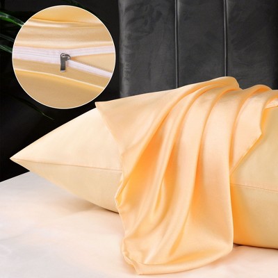 Gold Satin Standard/Queen Pillowcases with Zipper Closure