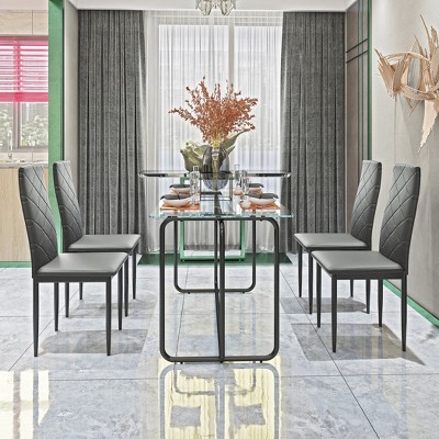 KTMBDW Modern Living Room Coffee Table, Modern Side Coffee Table withTempered Glass Top and Metal Leg, Wide/Transparent